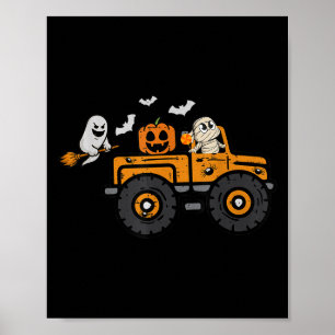 Monster Truck Ghost Pumpkin Halloween Costume Boy  Poster
