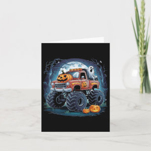Monster-truck Ghost Pumpkin Spooky Season Hallowee Card