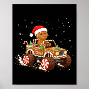 Monster Truck Gingerbread Cookie Baking Christmas Poster
