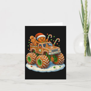 Monster Truck Gingerbread Funny Santa Hat Christma Card