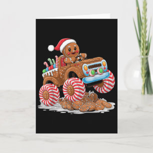 Monster Truck Gingerbread Man Christmas King Card