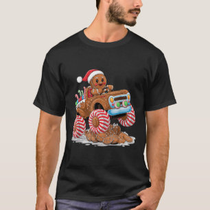 Monster Truck Gingerbread Man Christmas King T-Shirt