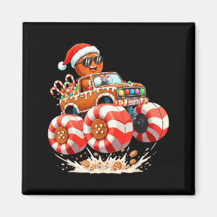 Monster Truck Gingerbread Man Christmas Magnet
