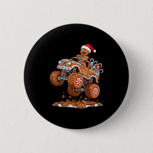 Monster Truck Gingerbread Man Funny Christmas Baki 6 Cm Round Badge