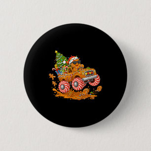 Monster Truck Gingerbread Man Funny Christmas Baki 6 Cm Round Badge