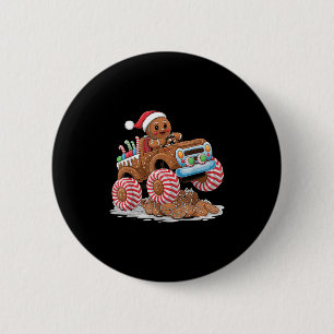 Monster Truck Gingerbread Man Funny Christmas Baki 6 Cm Round Badge