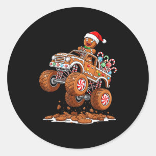 Monster Truck Gingerbread Man Funny Christmas Baki Classic Round Sticker