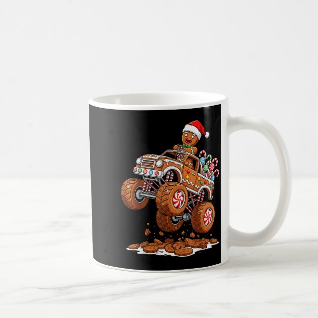 Monster Truck Gingerbread Man Funny Christmas Baki Coffee Mug (Right)