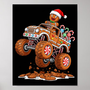 Monster Truck Gingerbread Man Funny Christmas Baki Poster
