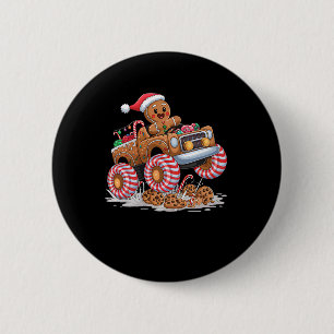 Monster Truck Gingerbread Man Funny Christmas King 6 Cm Round Badge