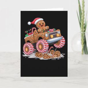 Monster Truck Gingerbread Man Funny Christmas King Card