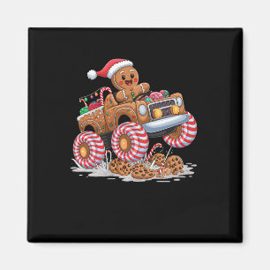 Monster Truck Gingerbread Man Funny Christmas King Magnet