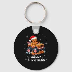 Monster Truck Gingerbread Man Funny Merry Christma Key Ring