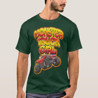 Monster Truck Girl Red Hot Graffiti Style Funny T-Shirt