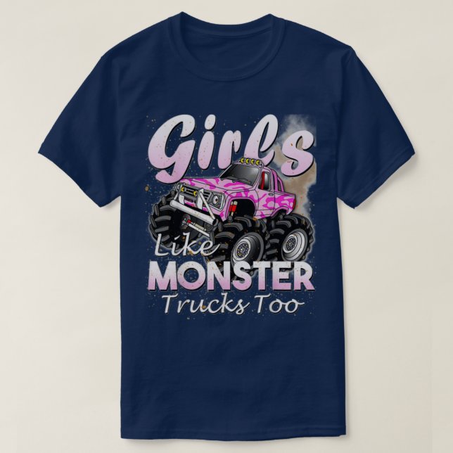 Monster Truck Girls Monsters Birthday T-Shirt (Design Front)