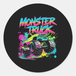 Monster Truck Graffiti Art Colourful  Classic Round Sticker