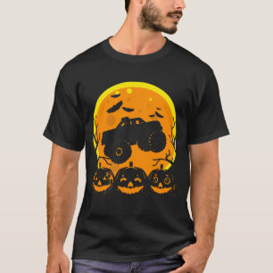 Monster Truck Halloween Bat Pumpkin Costume Kids T-Shirt