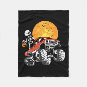 Monster Truck Halloween Boys Truck Pumpkin Fleece Blanket