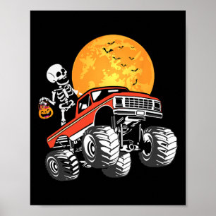 Monster Truck Halloween Boys Truck Pumpkin Poster