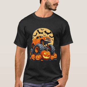 Monster Truck Halloween Jack O Lantern Moon Pumpki T-Shirt