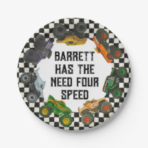 Monster Truck Jam Party Plates - 4th Birthday