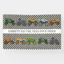 Monster Truck Jam Rally Birthday Vinyl Banner