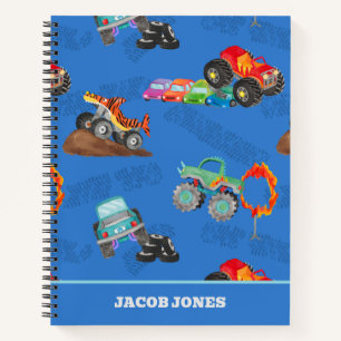 Monster Truck Jam Watercolor Cars Kids Notebook