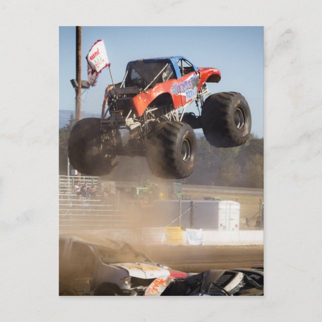 Monster Truck Jumping Postcard (Front)
