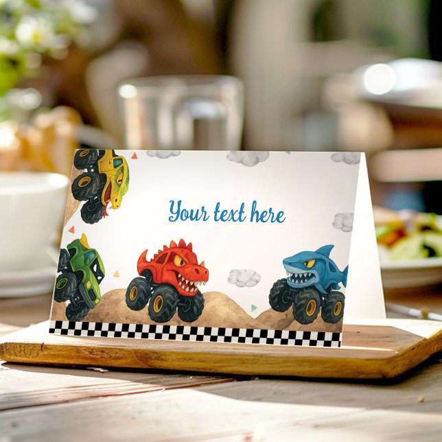 Monster Truck Kids Birthday Party Food Tent Place Card (Creator Uploaded)