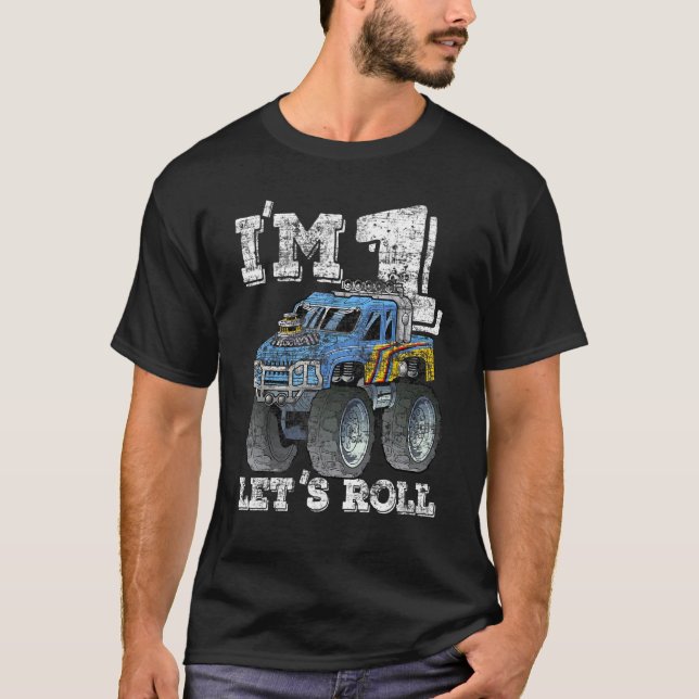 Monster Truck Kids Tee I'm 1 Let's Roll 1st Birthd (Front)