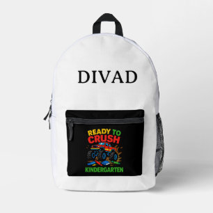 Monster Truck Kindergarten Start Printed Backpack