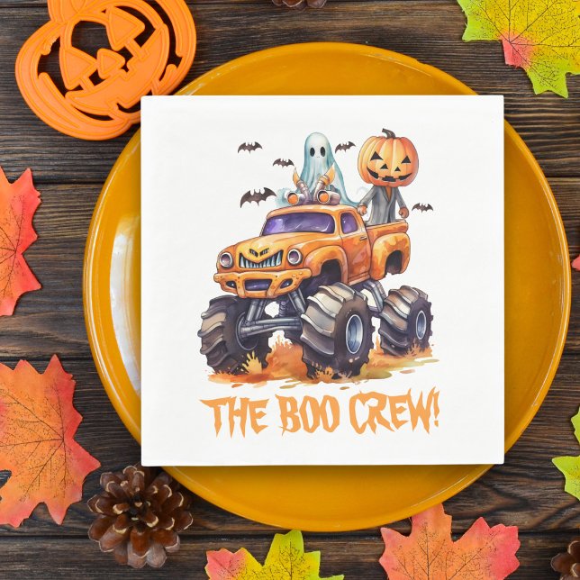 Monster Truck Modern Boo Crew Cute Halloween Napkin (Creator Uploaded)
