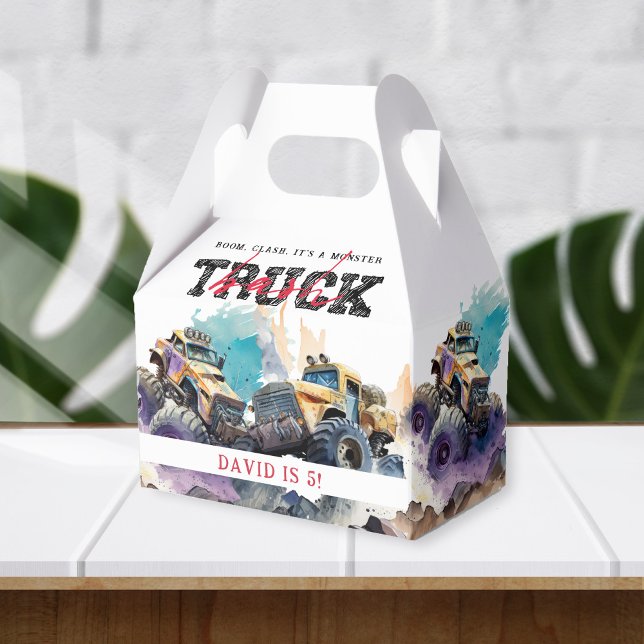 Monster Truck Modern Kids Birthday Party Favour Box (Creator Uploaded)
