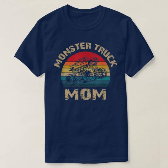 MONSTER TRUCK MOM; Retro Distressed Big Truck  T-Shirt (Design Front)
