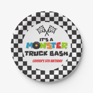 Monster Truck monsters birthday Paper Plate