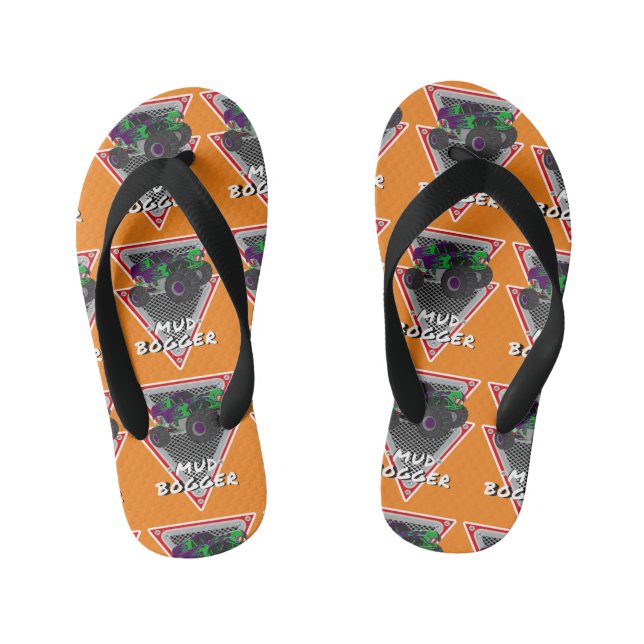 monster truck mud bogger kid's thongs (Footbed)
