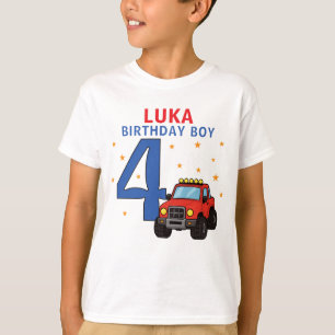 Monster Truck Name Age 4th Birthday Boy T-Shirt