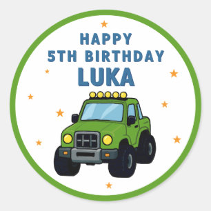 Monster Truck Name Age Birthday Party Classic Round Sticker