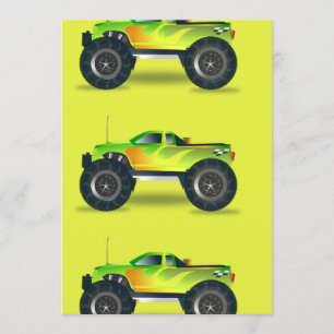 Monster truck on lime green advice card