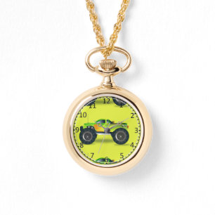 Monster truck on lime green watch