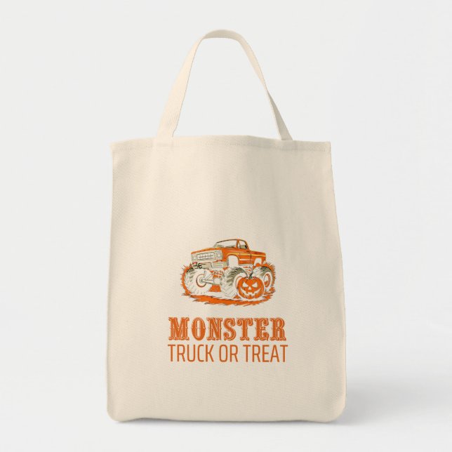 Monster Truck or Treat Funny Halloween Pumpkins  Tote Bag (Front)
