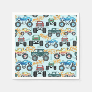 Monster Truck Paper Napkins, Boy Birthday Party Napkin