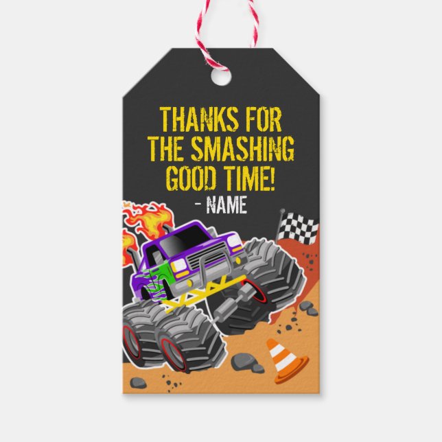Monster Truck Party Favour Tags (Front)