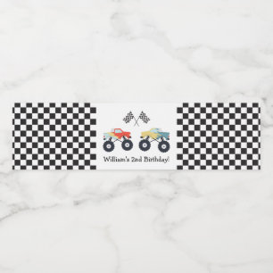 Monster Truck Party Water Bottle Label