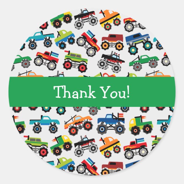 Monster Truck Pattern Classic Round Sticker (Front)