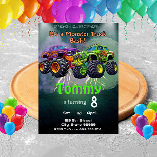 Monster Truck Personalised Birthday Party  Invitation