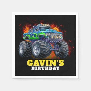 Monster Truck Personalised Birthday Party Napkin