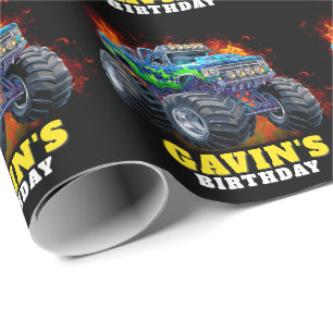 Monster Truck Personalized Birthday Party Wrapping Paper