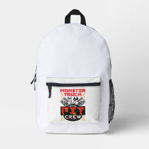 Monster Truck Pit Crew Printed Backpack