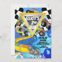 Monster Truck Pool Party Bash Invitation